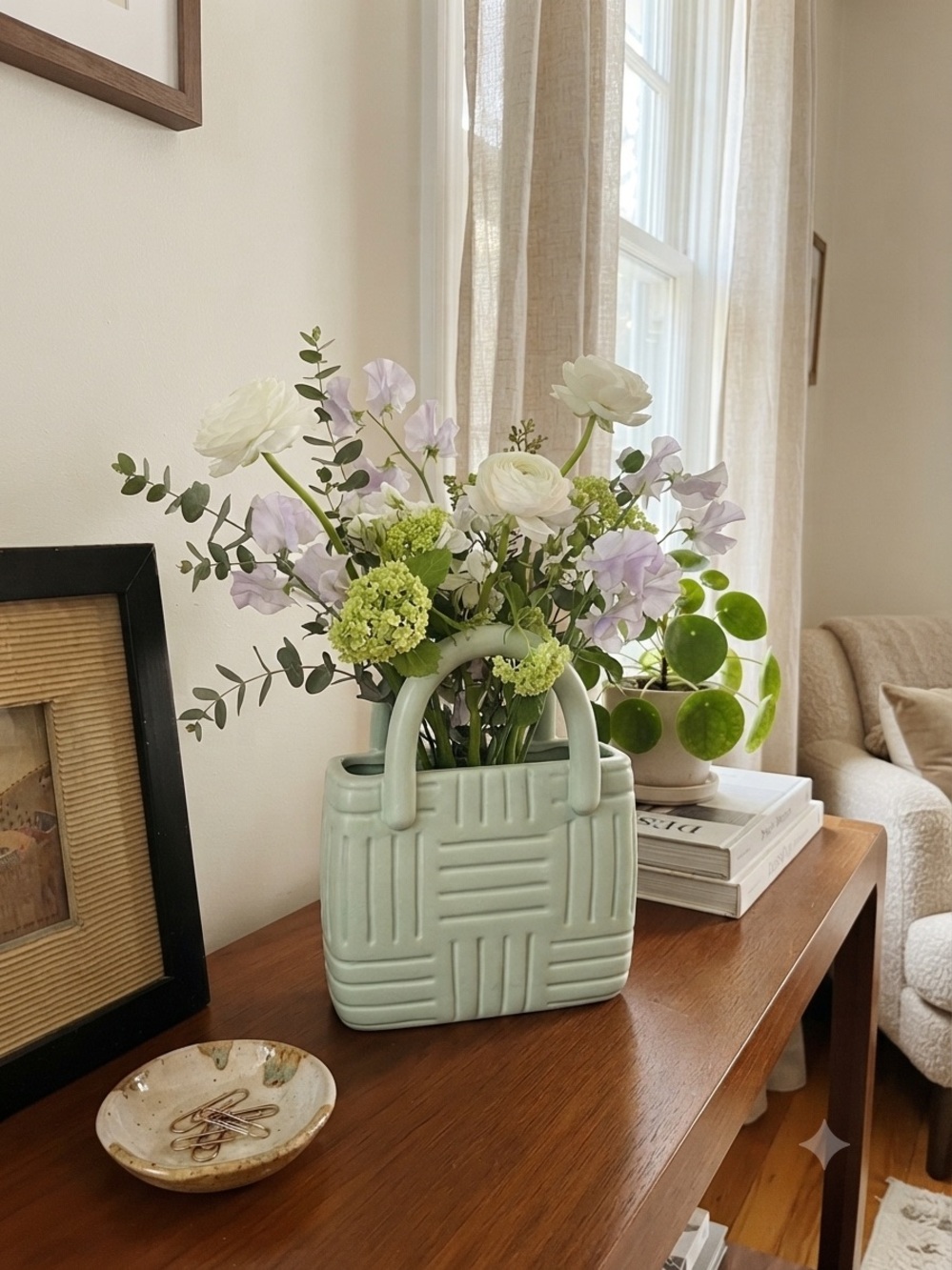 Mint Green Ceramic Handbag Vase